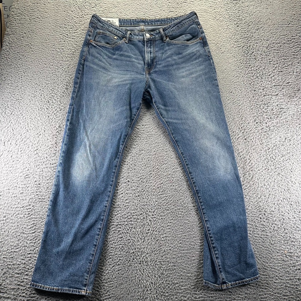 H&M Jeans Mens 34x32 Blue Cotton Denim Straight Faded Travel Workwear Stretch